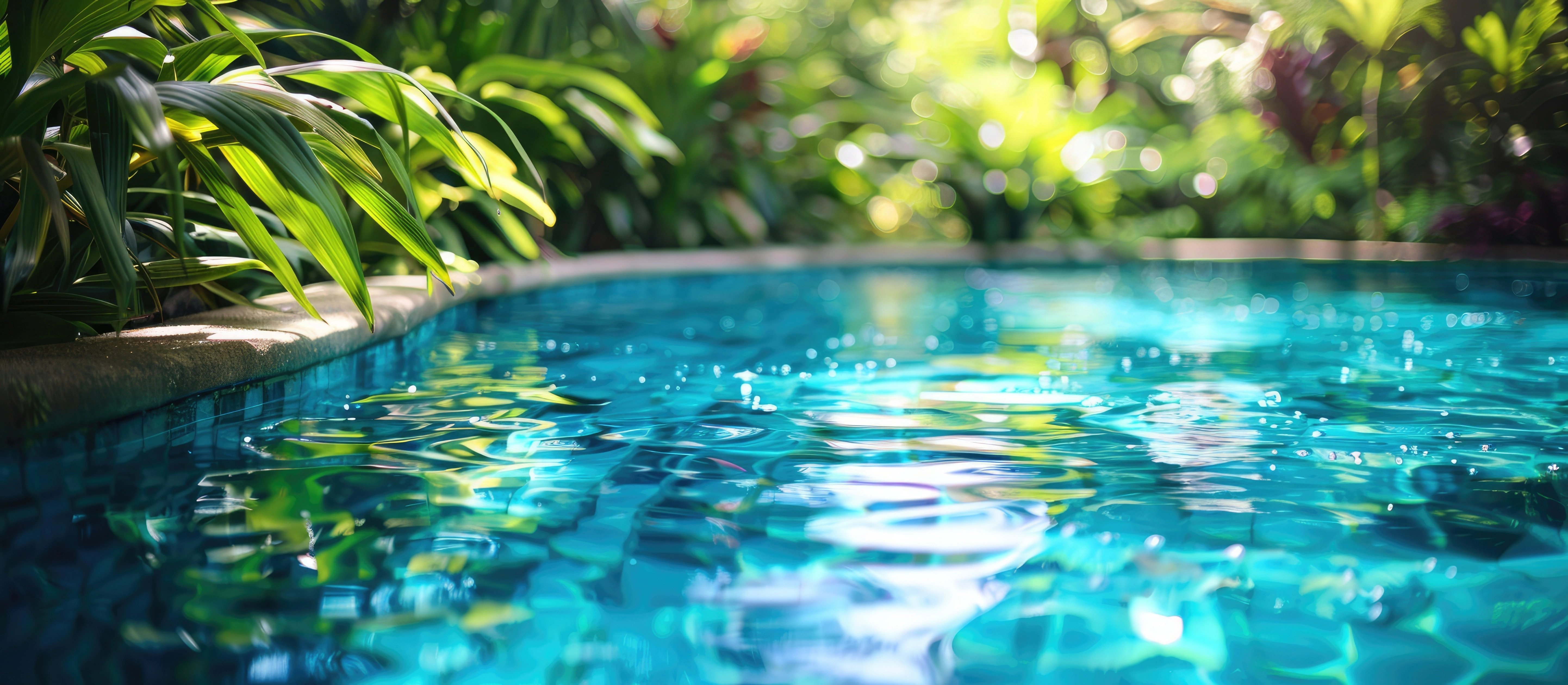 A balanced and sparkling pool after chemical treatment